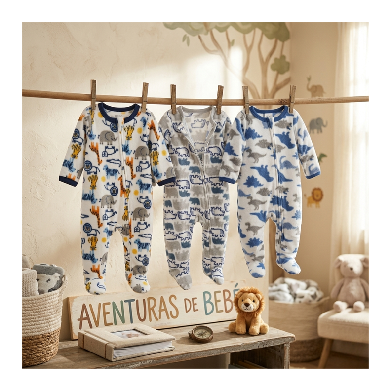 Pack 3 Enteritos Nino Micropolar Disenos Surtidos Surtido 0 A 3 Meses