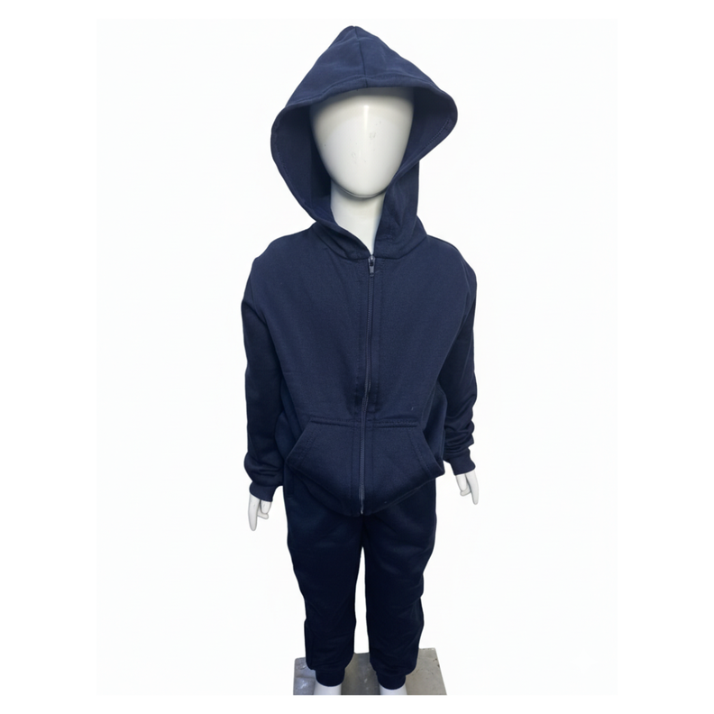 Conjunto Buzo Pantalon Y Poleron De Algodon Escolar Unisex Azul Marino 4