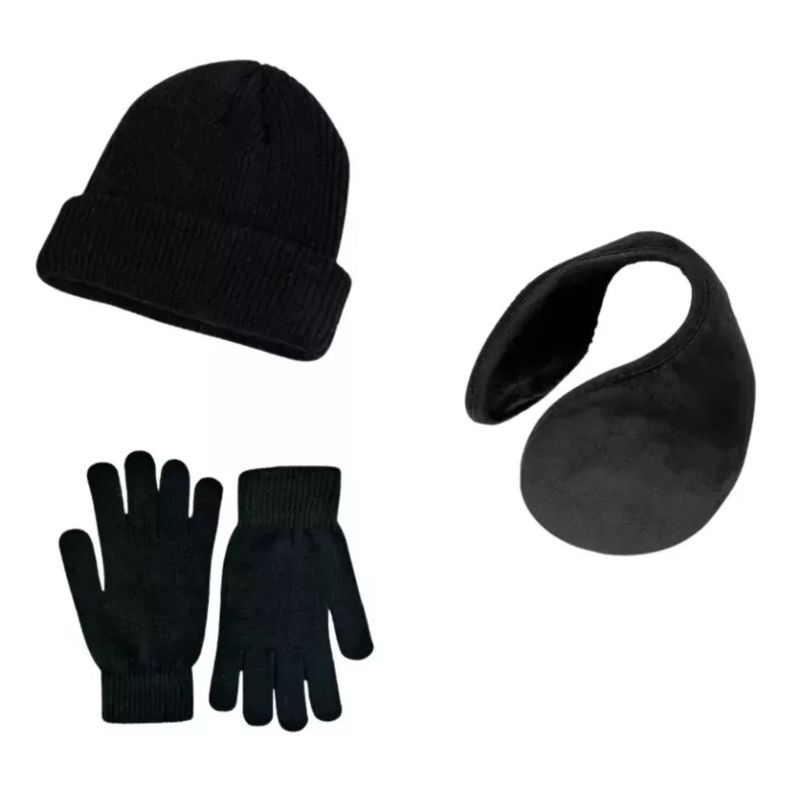 Gorro Beanie ,Guantes De Lana , y Orejera Polar  Para Jovenes y Adultos Unisex-1