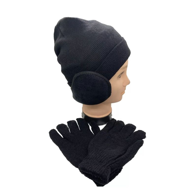 Gorro Beanie ,Guantes De Lana , y Orejera Polar  Para Jovenes y Adultos Unisex-2