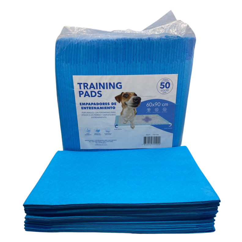 Paquete 50 Unidades Sabanillas Desechables Para Entrenamiento Mascotas Perros 90x60 cm Blanco