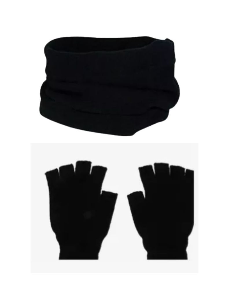 Guantes De Lana Sin Dedos + Gorro Beanie Para  Mujeres y Hombre Adulto y Jovenes -1