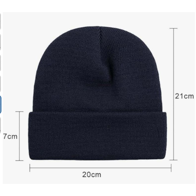 Gorro Beanie De Lana Adulto Con Doblez Negro Forro Polar-0