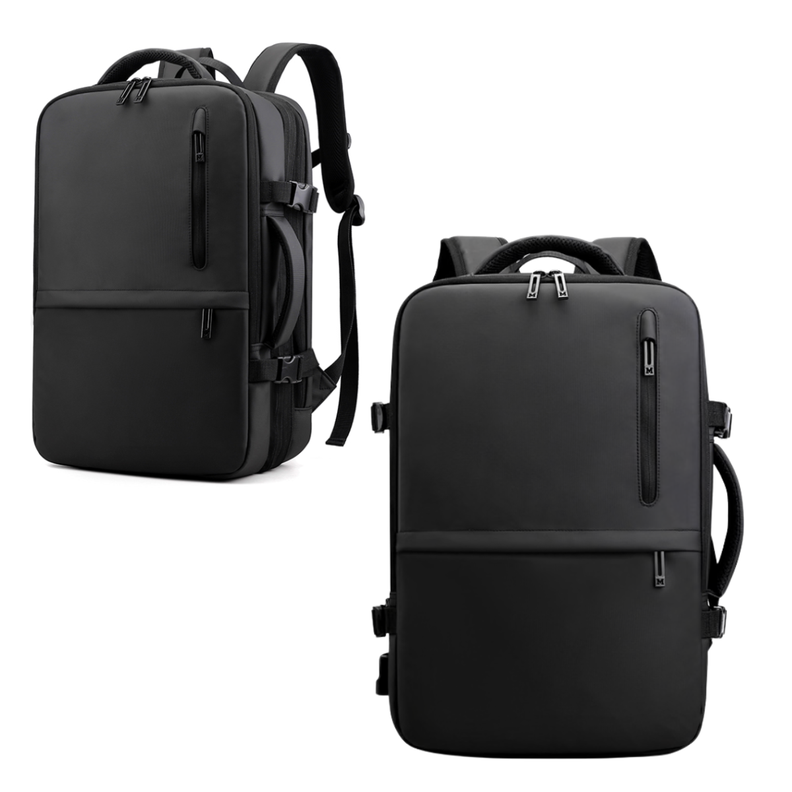 Mochila Bolso Expandible 5 Compartimientos, 4 Cierres Negro