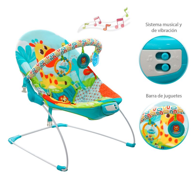 Silla Nido Pikaboo Tipo Bouncer Selva Azul-3