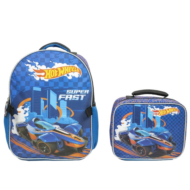 Mochila con Lonchera Hot Wheels Azul-0