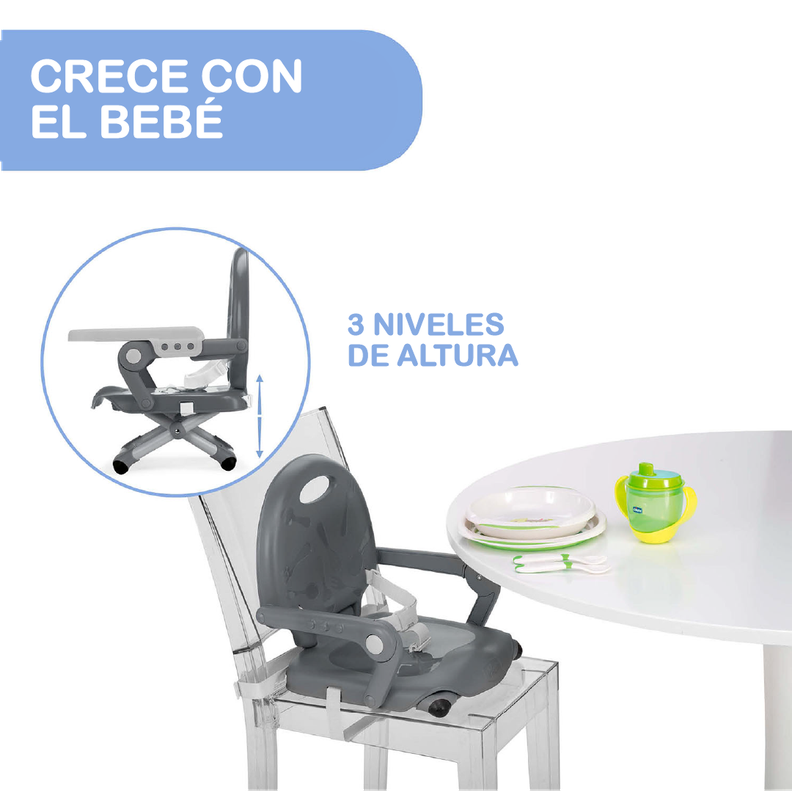 Silla de Comer Tipo Booster Pocket Snack de Chicco Grey-3