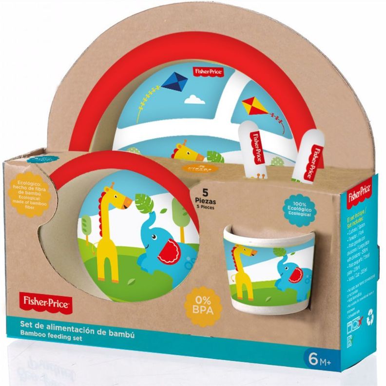 Set de Alimentación de Bambú Fisher Price 5 Piezas Zoo-0