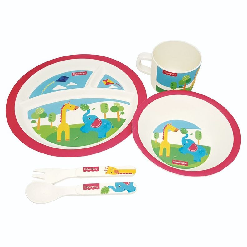 Set de Alimentación de Bambú Fisher Price 5 Piezas Zoo-1