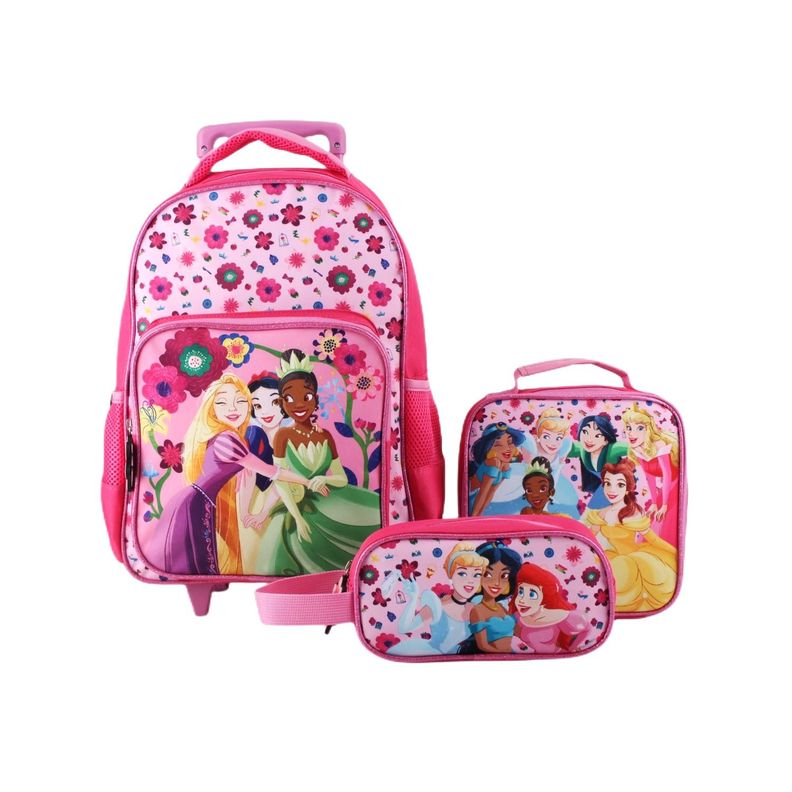 Set 3 Piezas Mochila 15" + Lonchera + Estuche Princesas-0