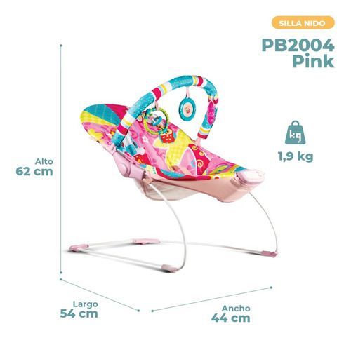 Silla Mecedora  Pikaboo Con Vibrador Y Música Selva Rosa-2