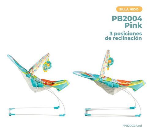 Silla Mecedora  Pikaboo Con Vibrador Y Música Selva Rosa-4