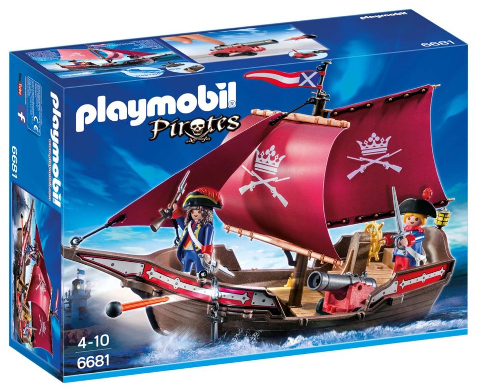 Playmobil Barco Patrulla De Soldados Piratas 6681-0