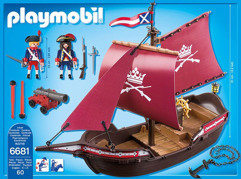 Playmobil Barco Patrulla De Soldados Piratas 6681-1