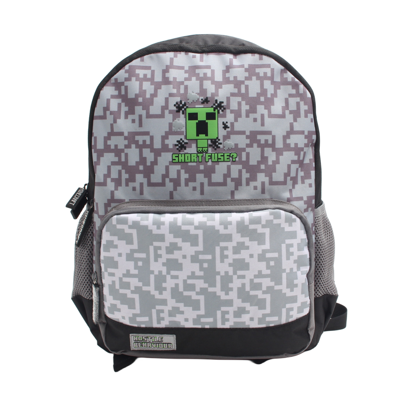 Mochila Juvenil Minecraft Gris-0