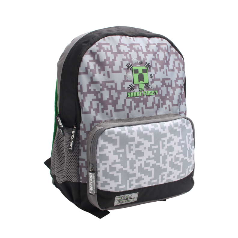 Mochila Juvenil Minecraft Gris-1