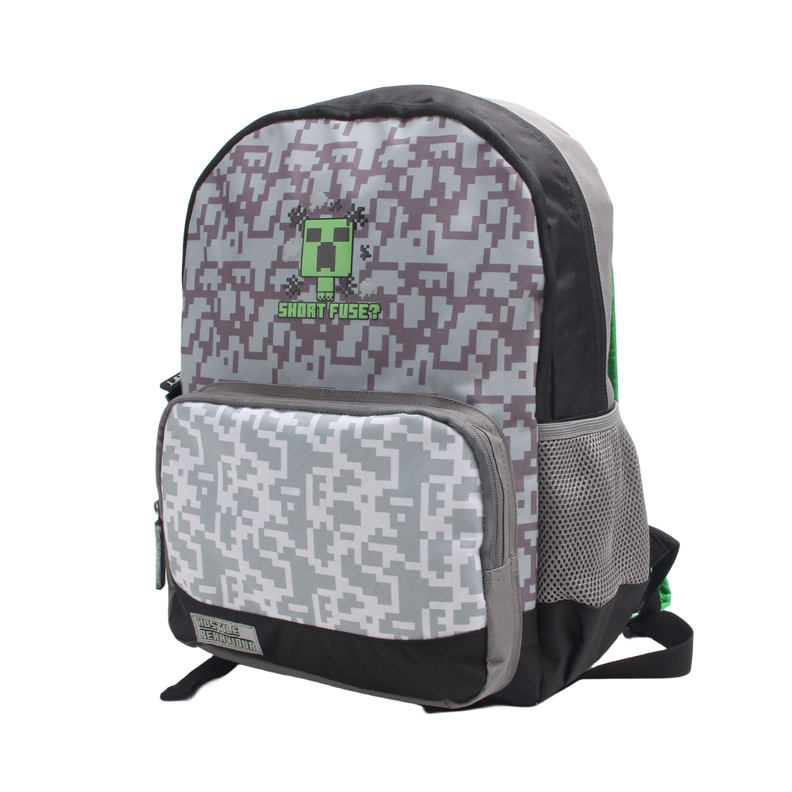Mochila Juvenil Minecraft Gris-2