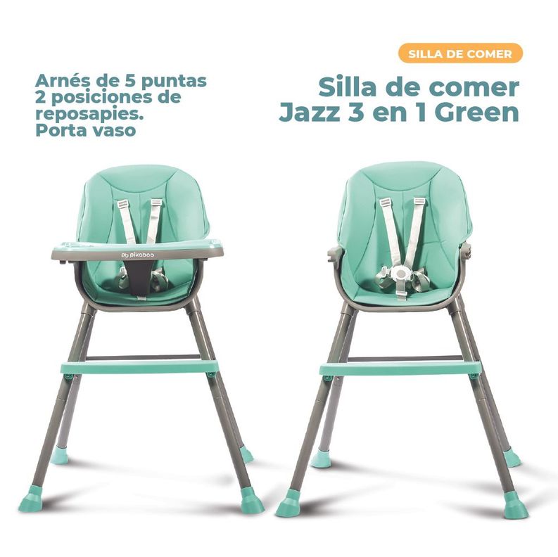 Silla de Comer para Bebes 3 en 1 Pikaboo Modelo Jazz Azul-1