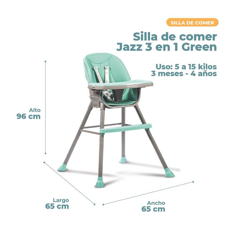 Silla de Comer para Bebes 3 en 1 Pikaboo Modelo Jazz Azul-2