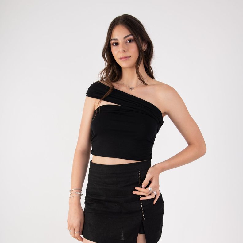 Polera Sin Mangas Romana Negra-0
