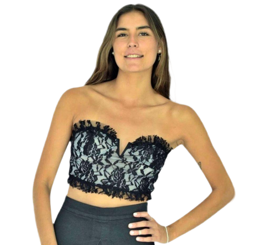 CORSET LENCERO NEGRO/GRIS-0