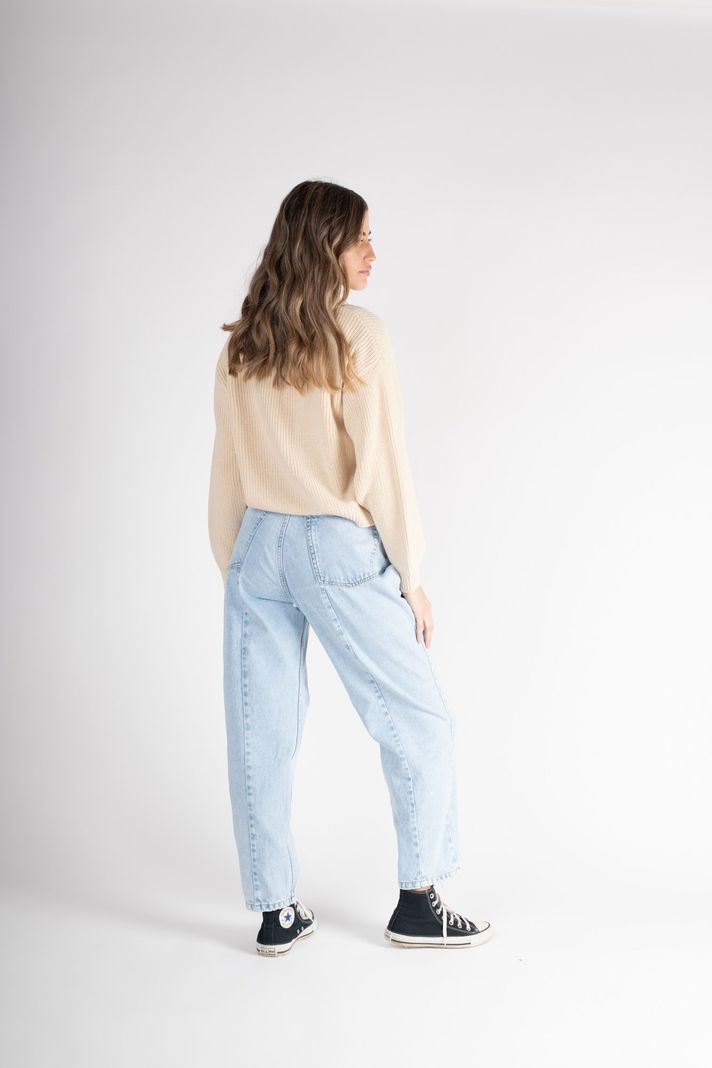 Jeans Mom Tiro Alto Celeste -2