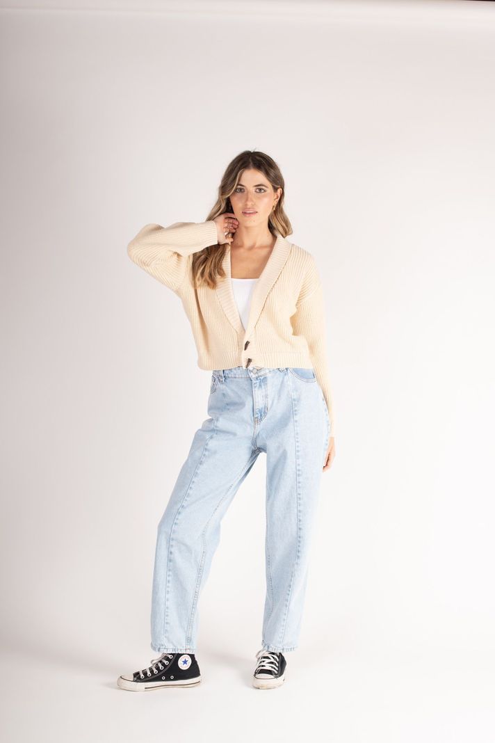 Jeans Mom Tiro Alto Celeste -0