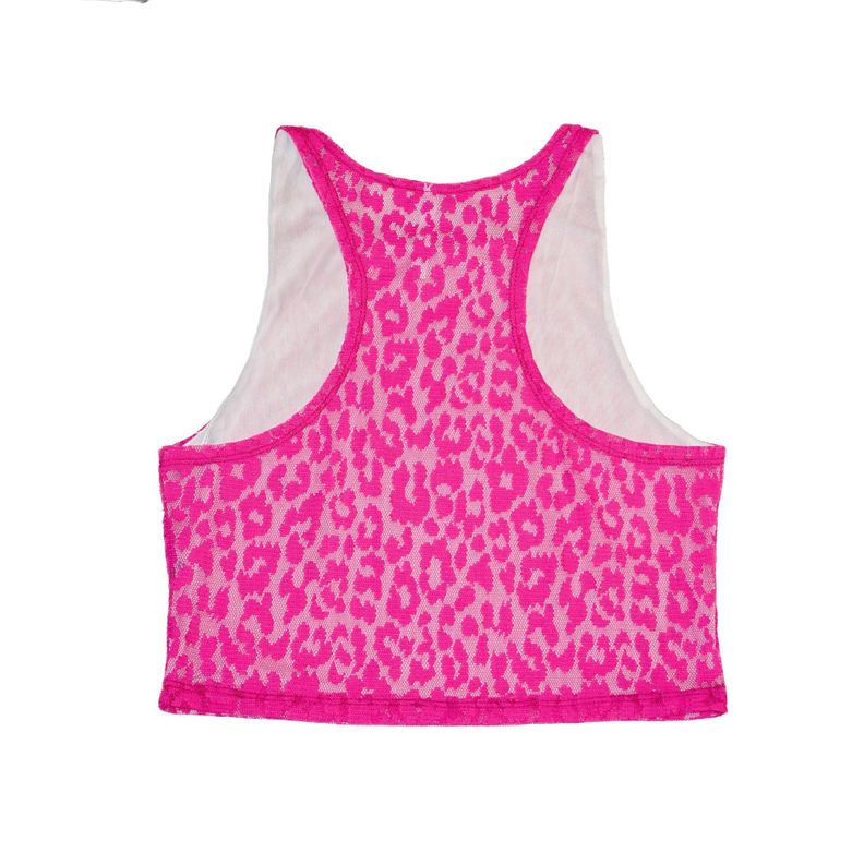 Crop Top Fucsia Animal Print Leopardo de Malla con Forro Interno - MQM-1
