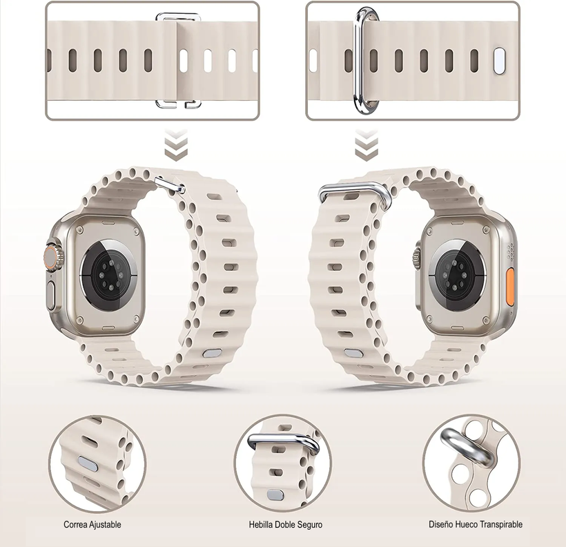 Correa Ocean Silicona Para Apple Watch 42 44 45 49 Ultra-2