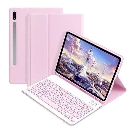 Funda con Teclado para Samsung Galaxy Tab S10 / S9 11 inch / S9 FE 10.9 inch / Rosa
