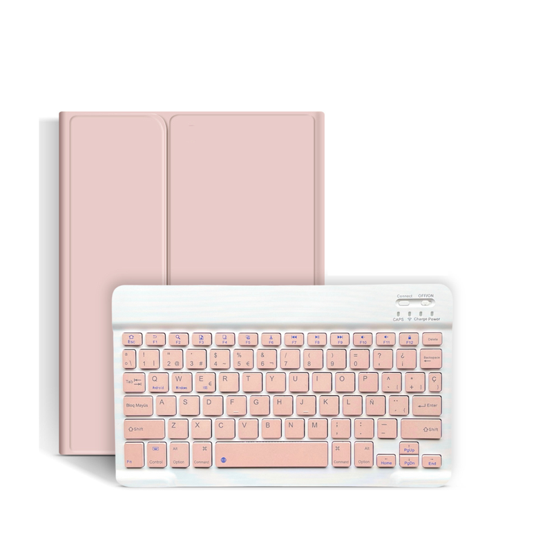 Carcasa Funda Con Teclado Compatible con iPad 10.2 / 9 8 7 Gen / 10.5 Rosa-1
