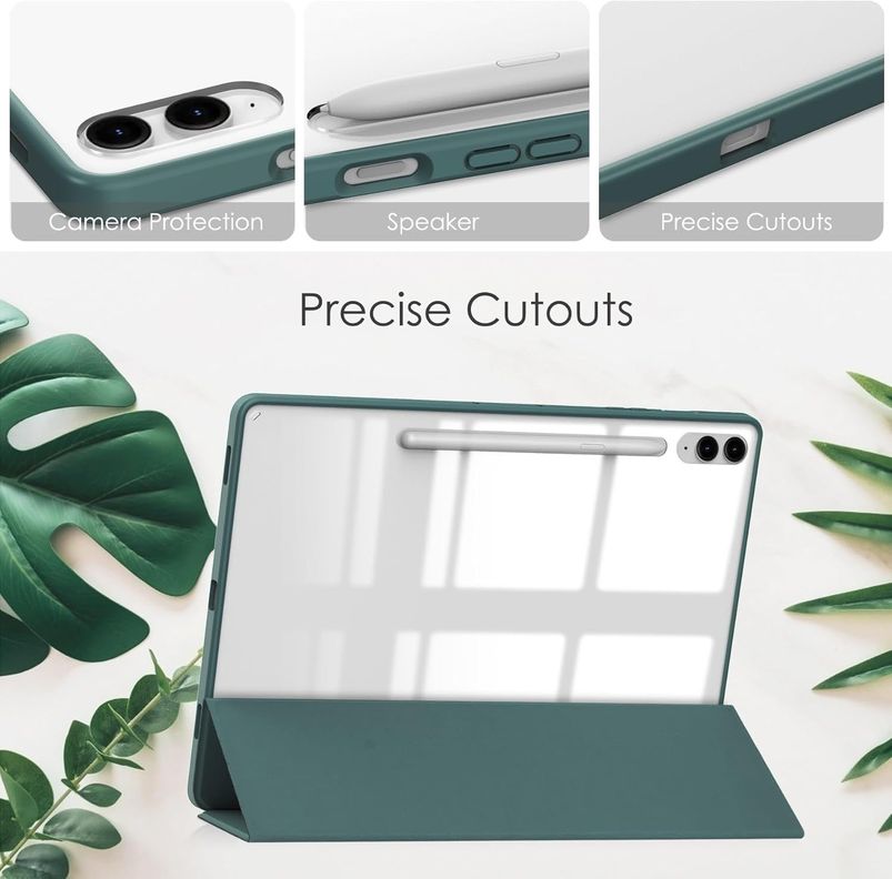 Carcasa Transparente Para Samsung Tab S9 / S9 Fe 10.9 /11 Verde Oscuro-1