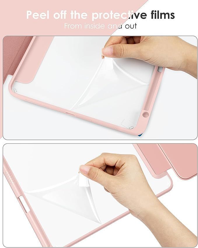 Carcasa Para iPad 10.2 con ranura lapiz / Transparente Rosado-1