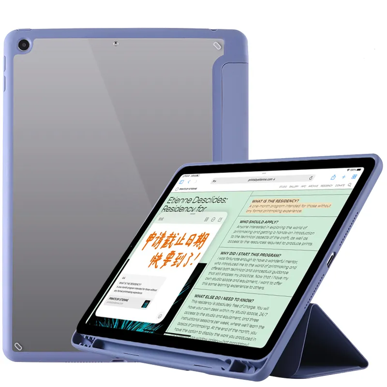 Carcasa Para iPad 10.2 con ranura lapiz / Transparente Lavanda-0
