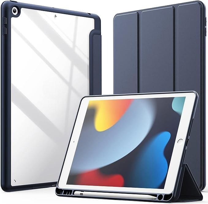 Carcasa Para iPad 10.2 con ranura lapiz / Transparente Azul Oscuro-0