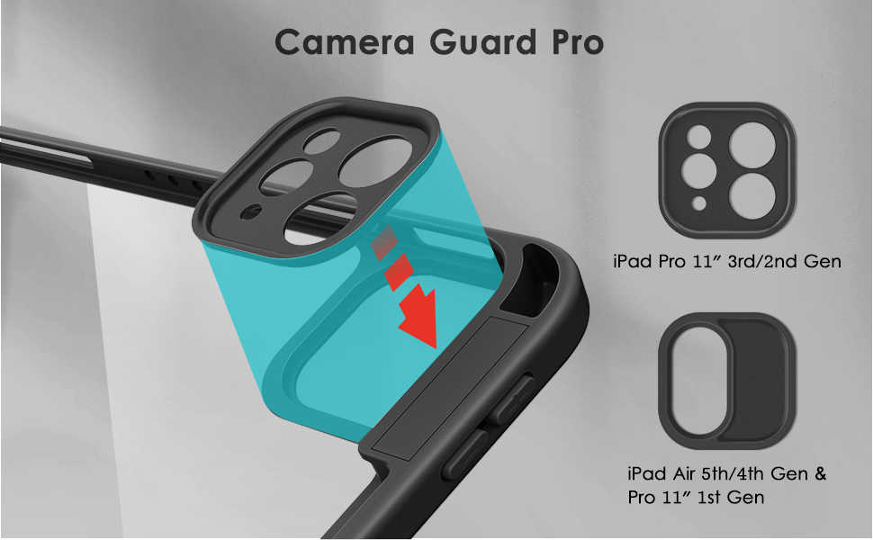 Carcasa funda Para iPad Pro 11 Air 4 Air 5 Gen - Transparente Negro-3