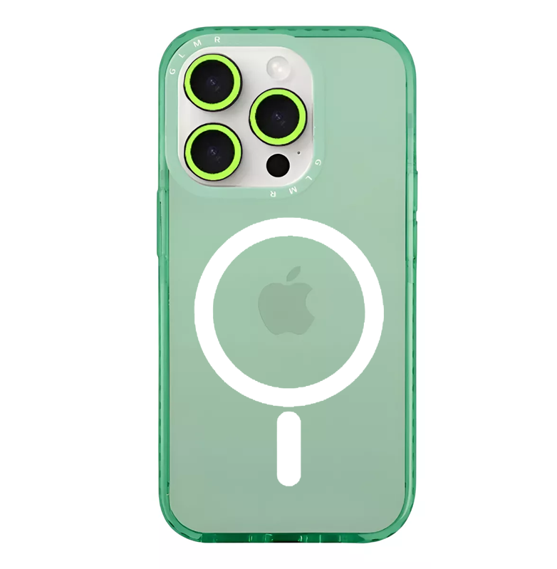 Carcasa MagSafe Neon Con Lentes Para iPhone 16 Pro Max / Verde Claro