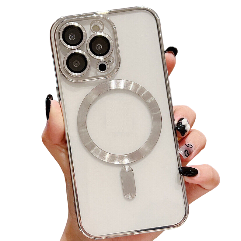 Carcasa Magsafe para iPhone 15 Pro / Plateado Lentes-0