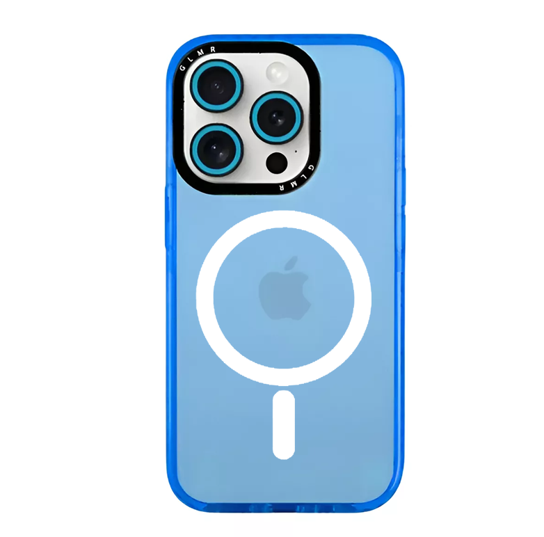 Carcasa MagSafe Neon Con Lentes Para iPhone 16 Pro Max / Azul
