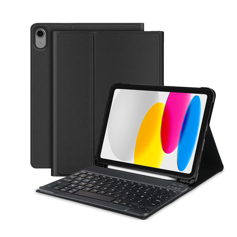 Carcasa Funda Con Teclado Compatible con iPad 10.2 / 9 8 7 Gen / 10.5 Negro-0