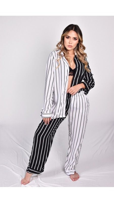 PIJAMA 3 PIEZAS ESTAMPADO LINEAS 8888 (M)-0
