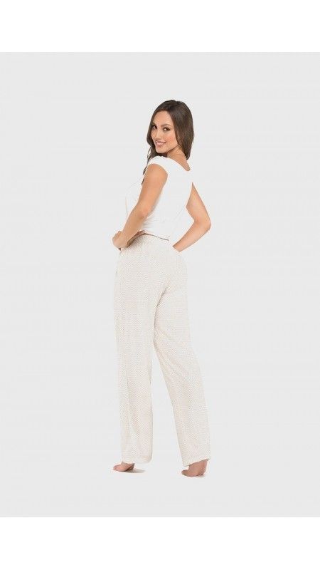 PIJAMA PANTALON LARGO MARFIL PV002 (S)-1