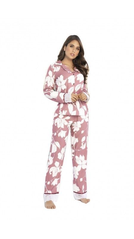 PIJAMA PANTALON LARGO 2 PIEZAS PALO ROSA 7848 (XL)-1