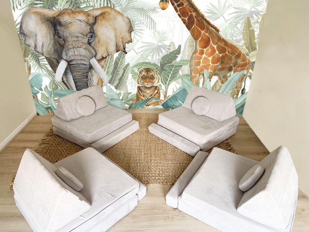 Sillón De Juegos Doble Modular Blokid Para Niños Gris-4