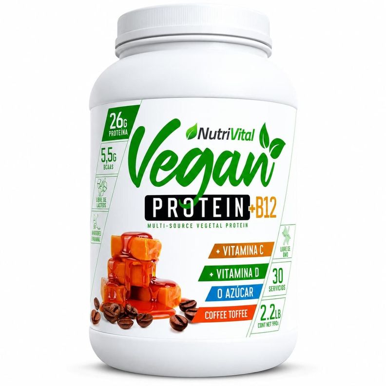 Proteina Vegana Nutrivital B12 30 Porciones Sabor Coffee toffee Blanco 24