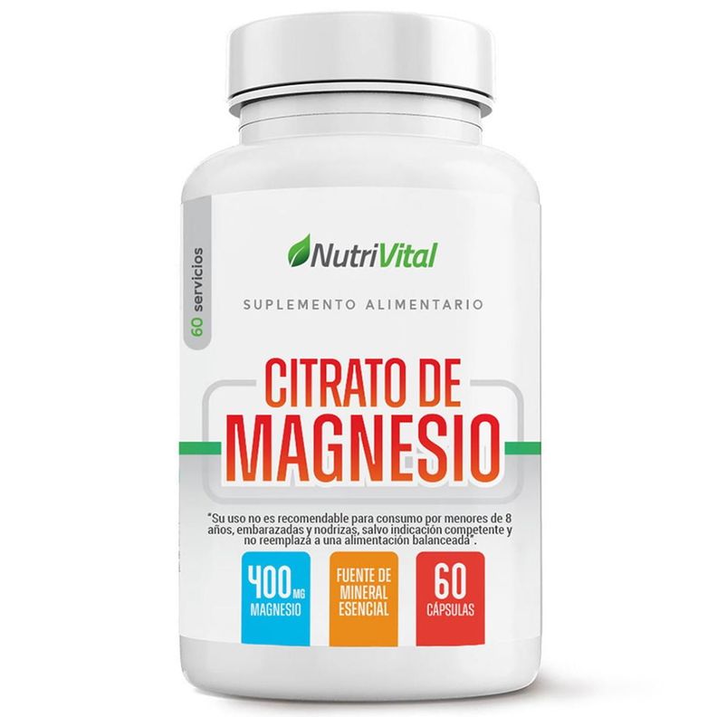 Citrato de Magnesio 400mg 60 Caps Nutrivital Blanco 220x70
