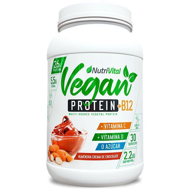 Vegan Protein + B12 2.2 Lbs 30 Serv - Almendra Crema de Chocolate-1