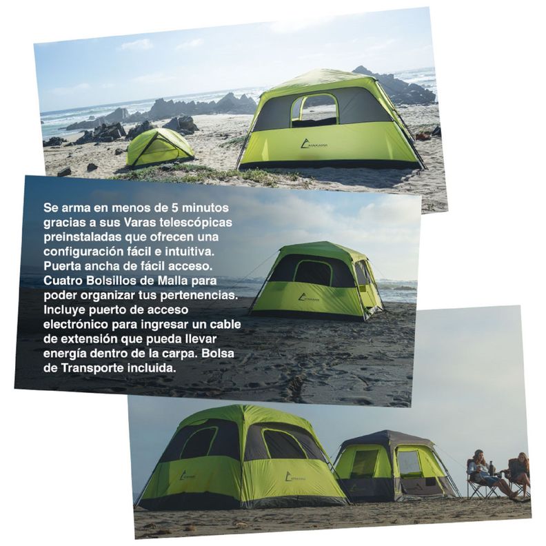 Carpa Instantanea Hornitos Verde/Gris 6P Atakama Outdoor-6