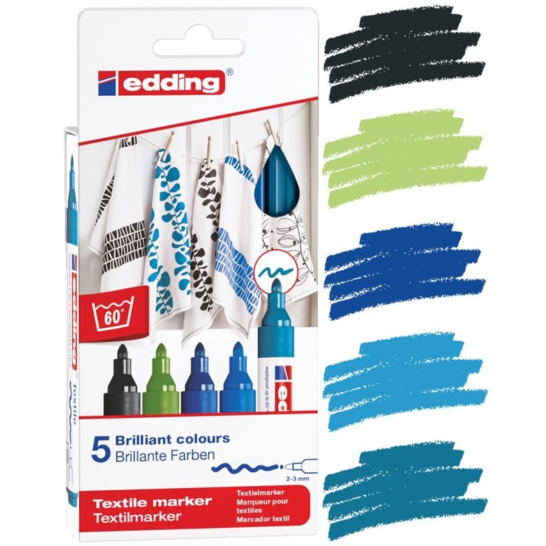 Marcadores Textil Edding Set 5 Tonos Frios-0