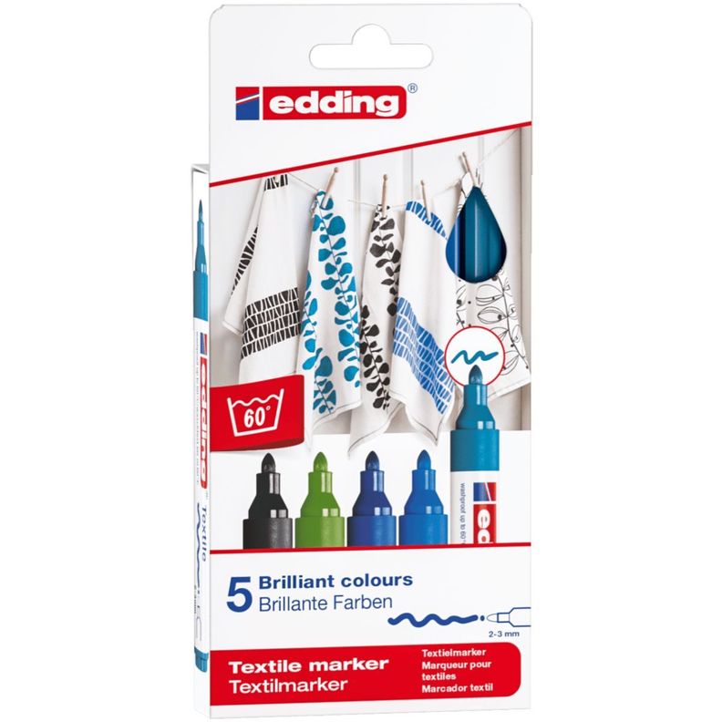 Marcadores Textil Edding Set 5 Tonos Frios-1
